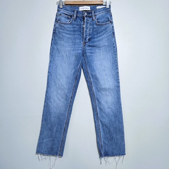 Denim Forum The Arlo High Rise Jeans Straight 25/28 raw hem - Picture 2 of 7